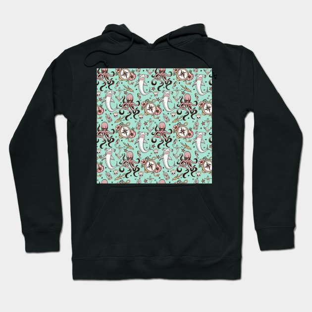 Octopus and Hammerhead Pattern Hoodie by IrenesGoodies